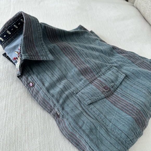 Denim Button Down Pearl Snap, Scully, Men’s L - Picture 9 of 9